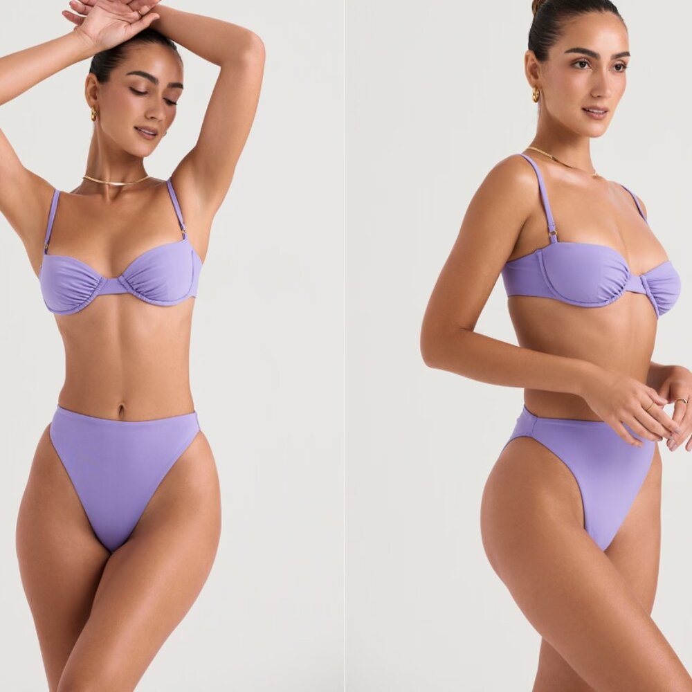 House of CB 'Cassis' & 'Mykonos' High Waist Lavender Bikini Set NWT - Picture 1 of 5